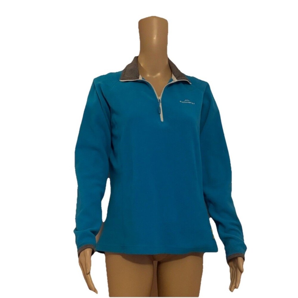 Kathmandu Jumper Womens Sz 12 Blue Long Sleeve 1/4 Zip Polartec Fleece FLAW